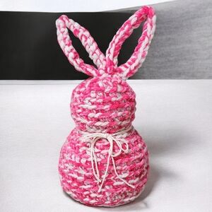 Handcrafted Pink and White Knitted Bunny